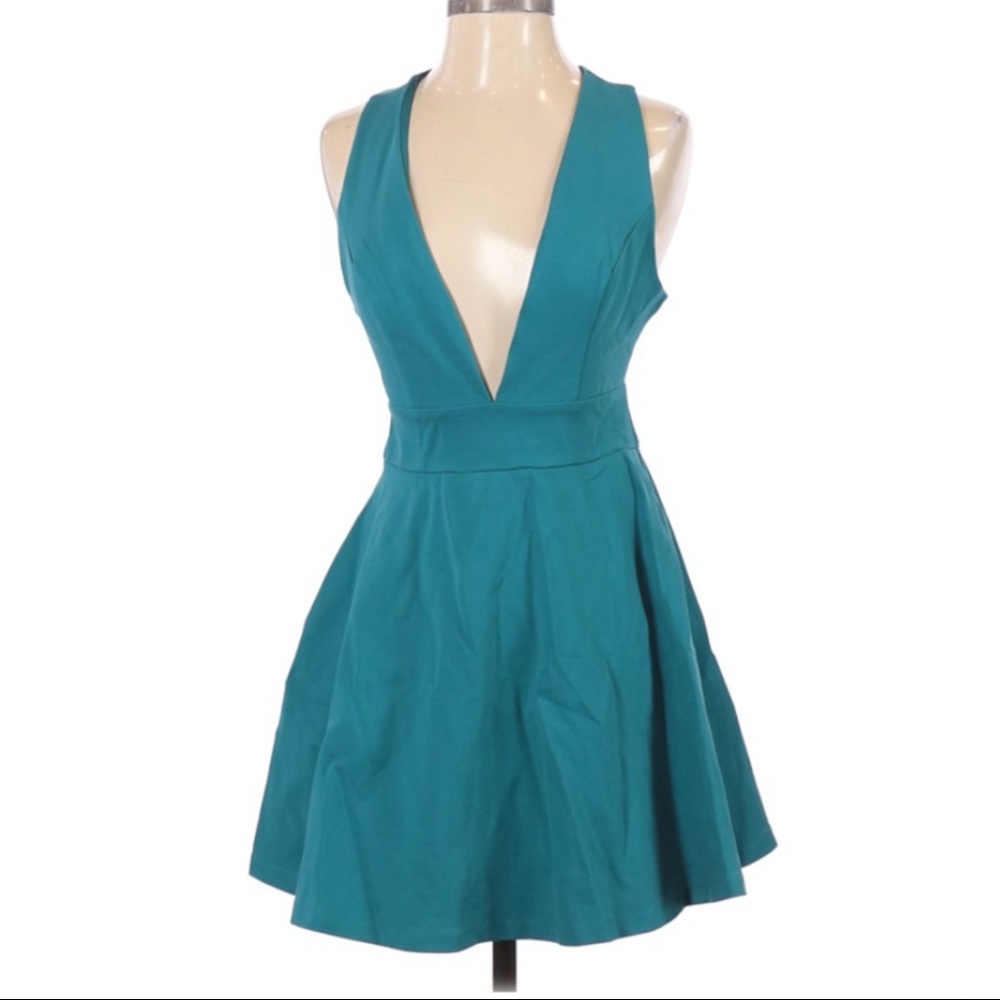 NEW Revolve X NBD Deep V Neck Fit and Flare Mini Dress with Open Back